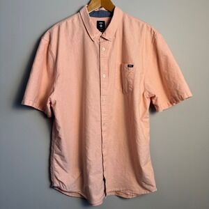 Vans Classic Fit Mens XXL Short Sleeve Button Up Shirt Peach Dad Resort Vacation